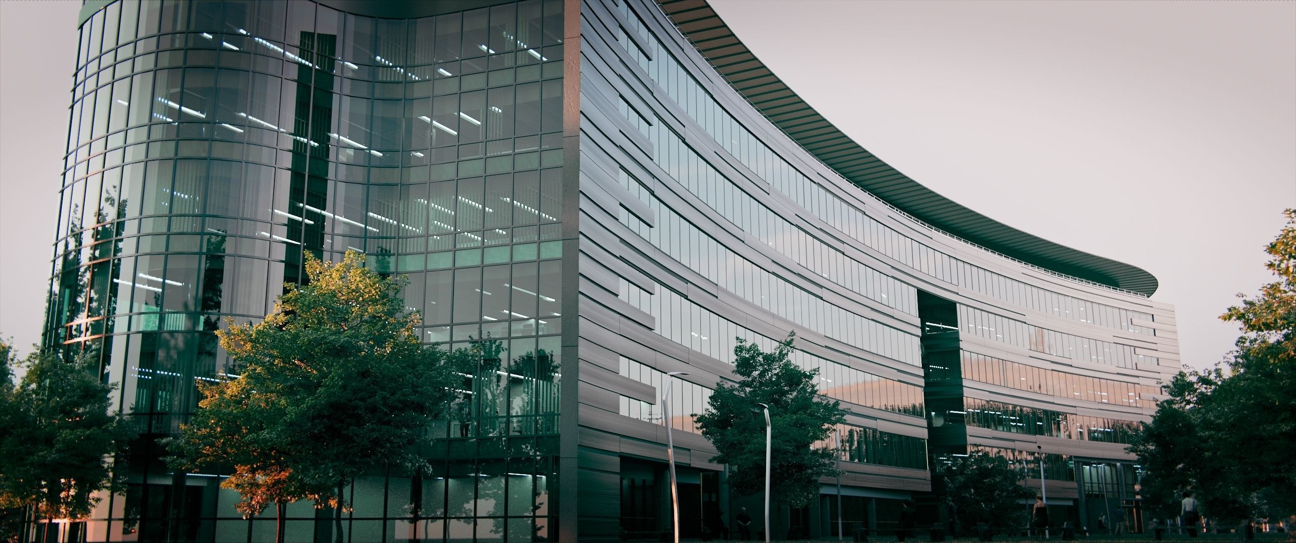 Glass Office Building - Day and Night 3D model_19