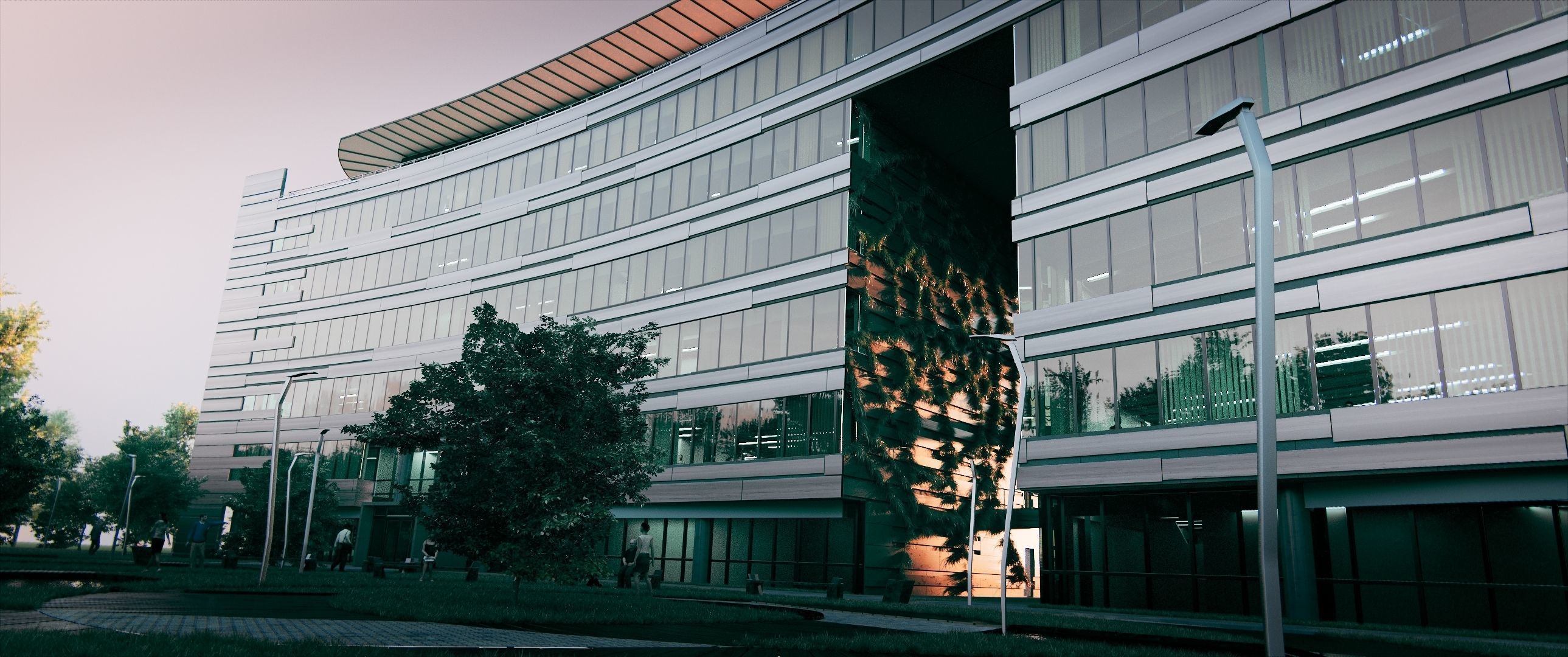 Glass Office Building - Day and Night 3D model_12