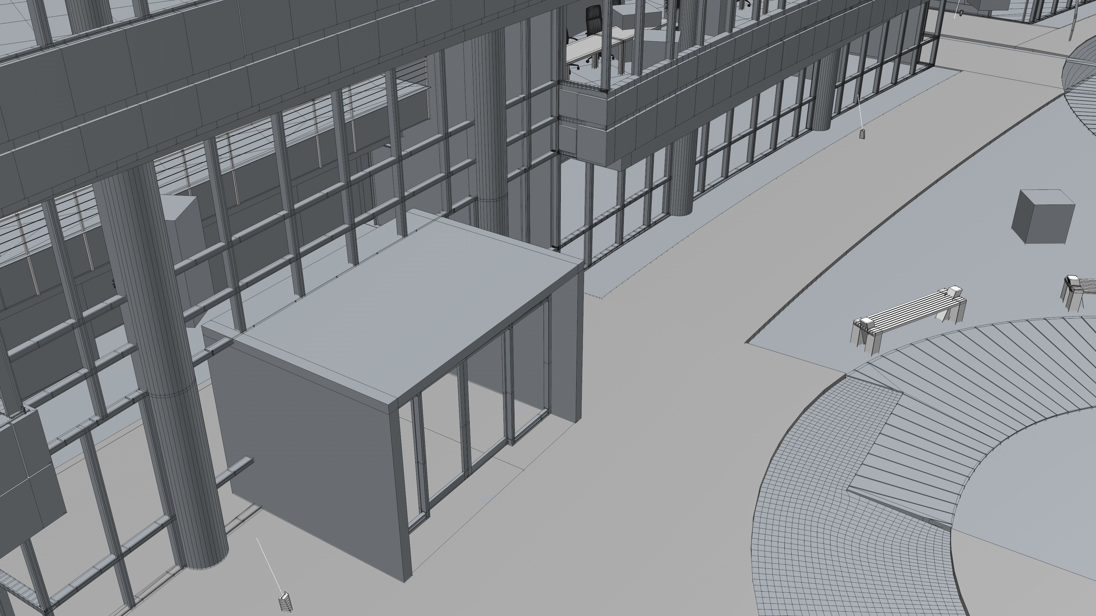 Glass Office Building - Day and Night 3D model_52