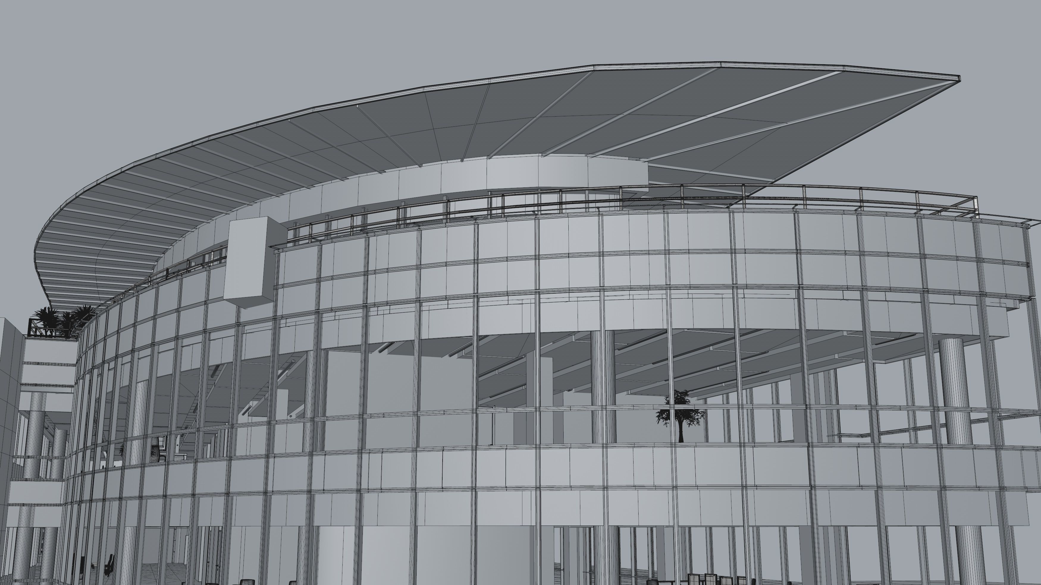 Glass Office Building - Day and Night 3D model_53