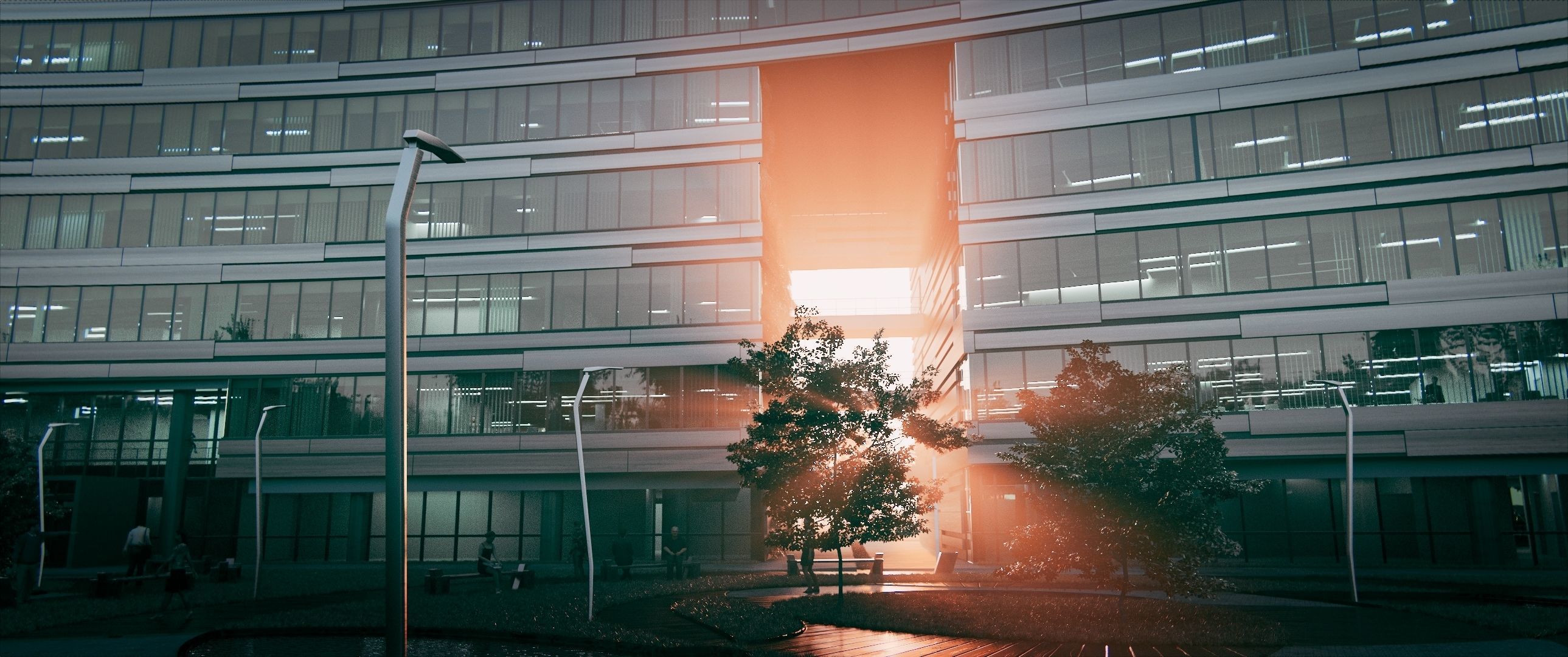 Glass Office Building - Day and Night 3D model_15