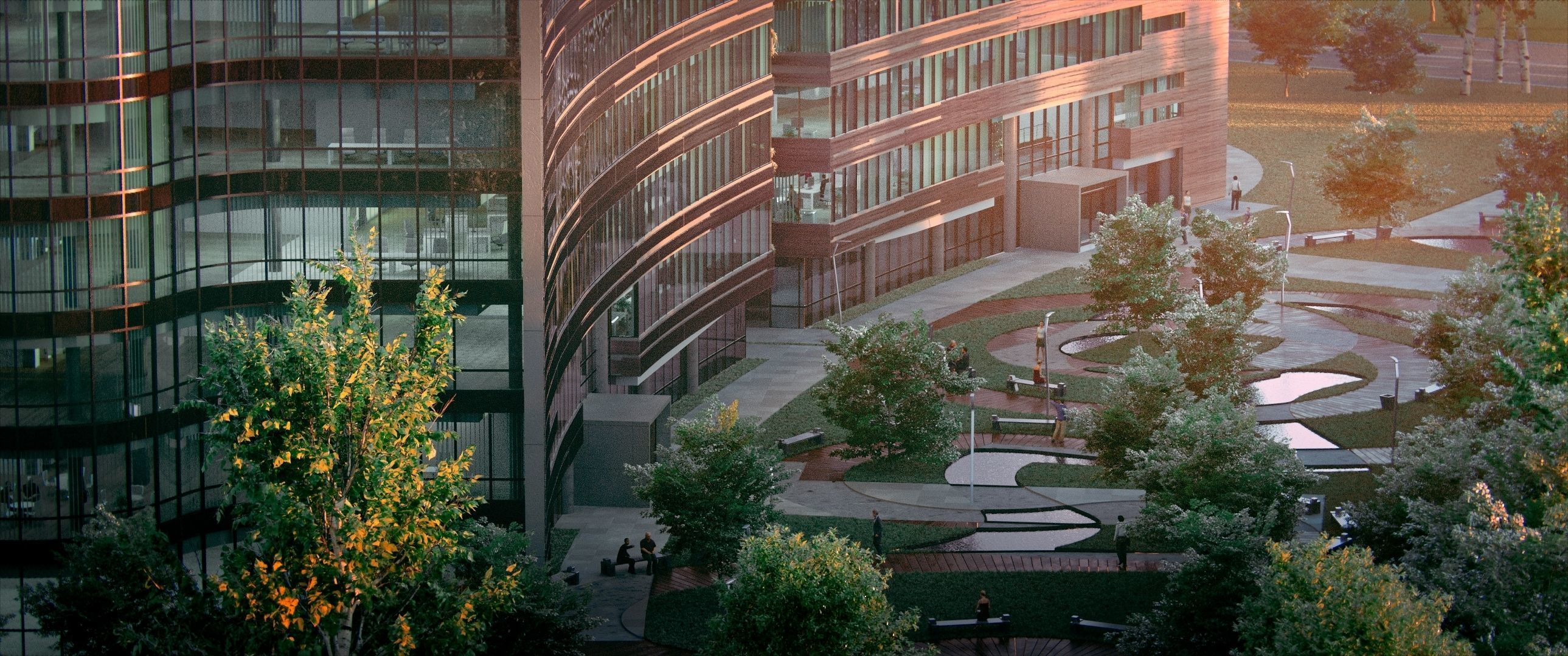 Glass Office Building - Day and Night 3D model_8