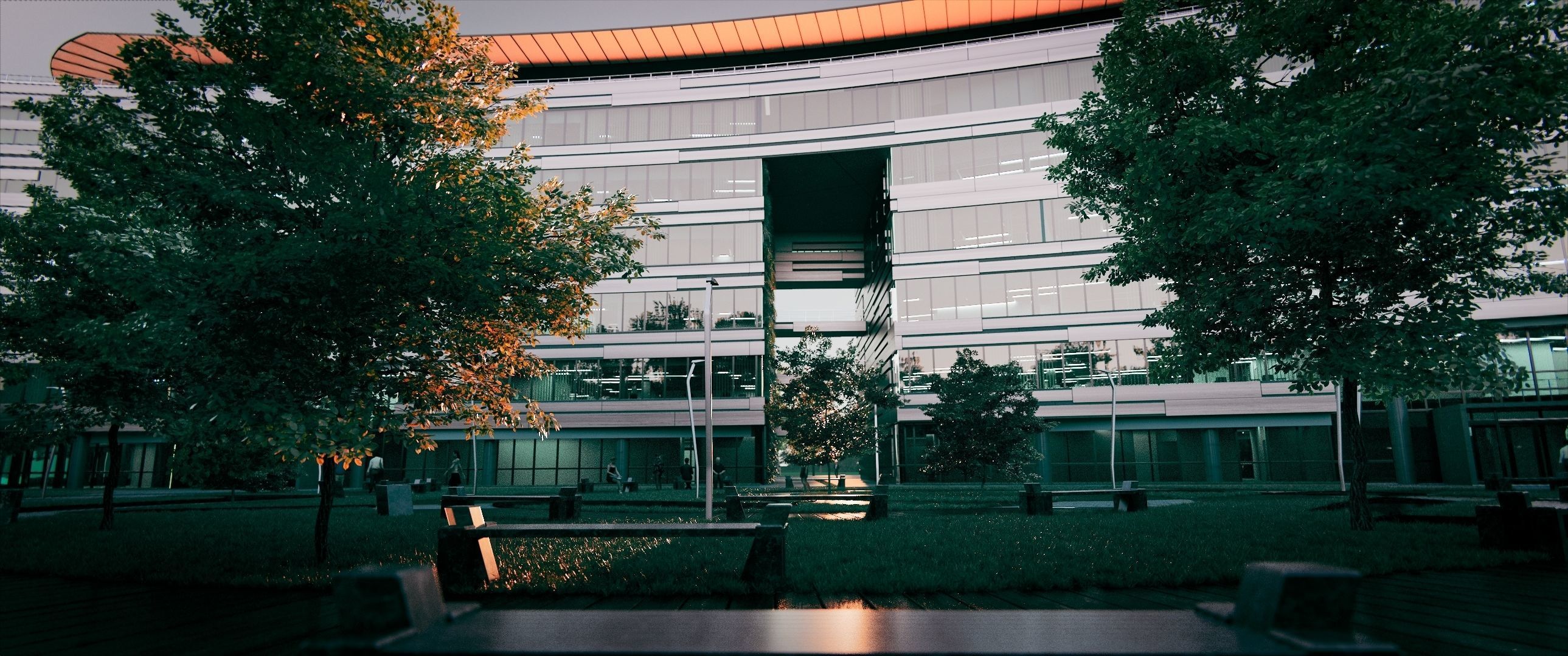 Glass Office Building - Day and Night 3D model_18