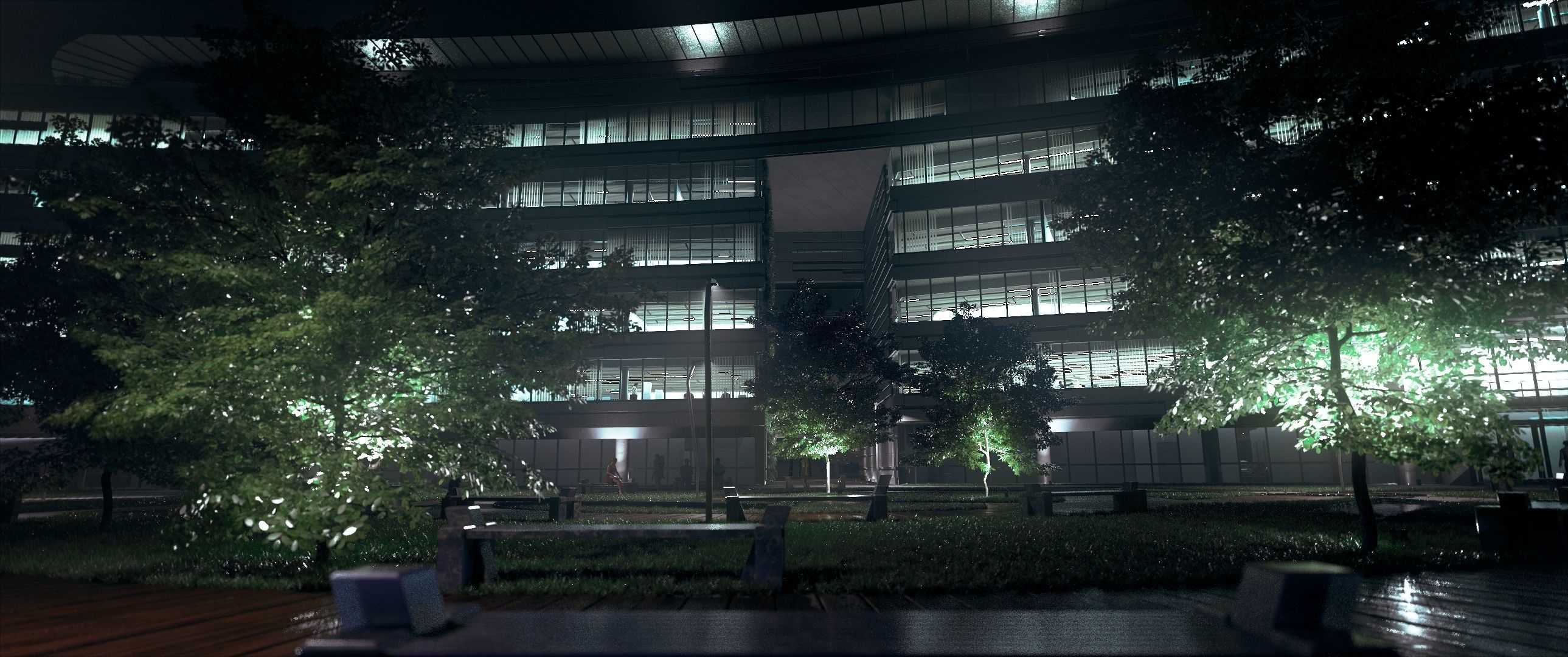 Glass Office Building - Day and Night 3D model_68