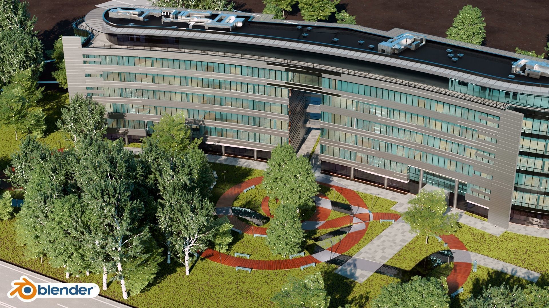 Glass Office Building - Day and Night 3D model_24