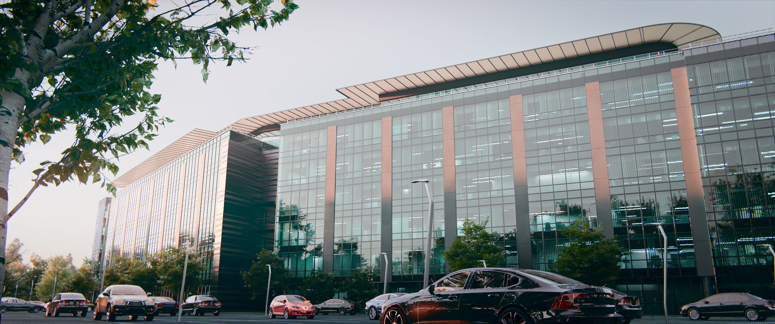 Glass Office Building - Day and Night 3D model_6