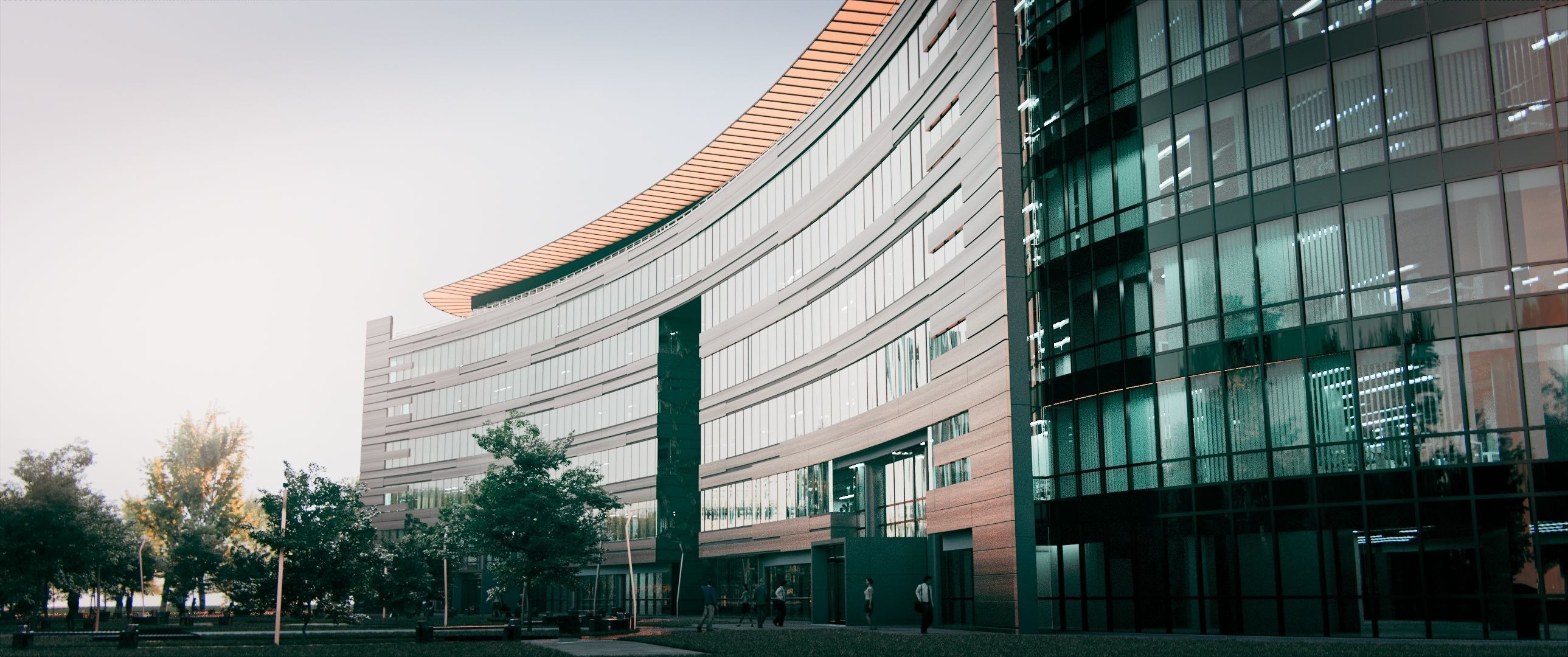 Glass Office Building - Day and Night 3D model_3