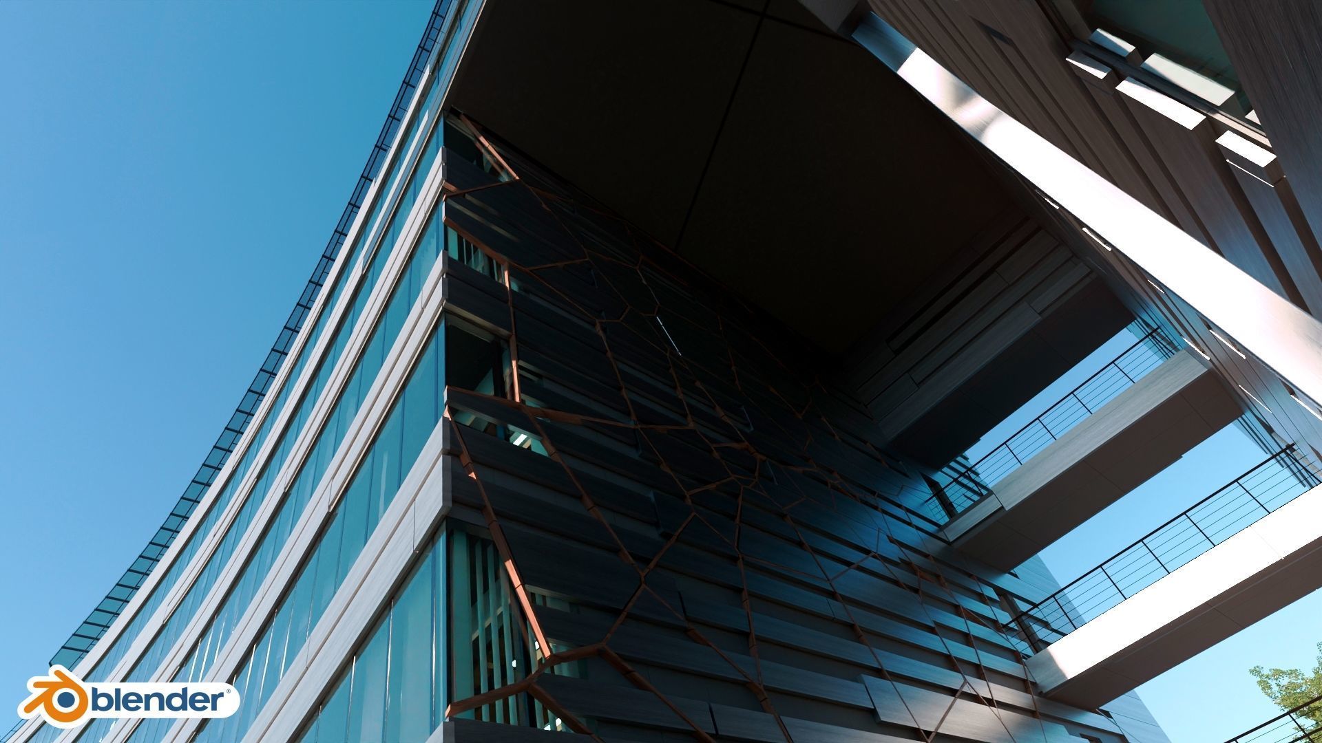 Glass Office Building - Day and Night 3D model_41