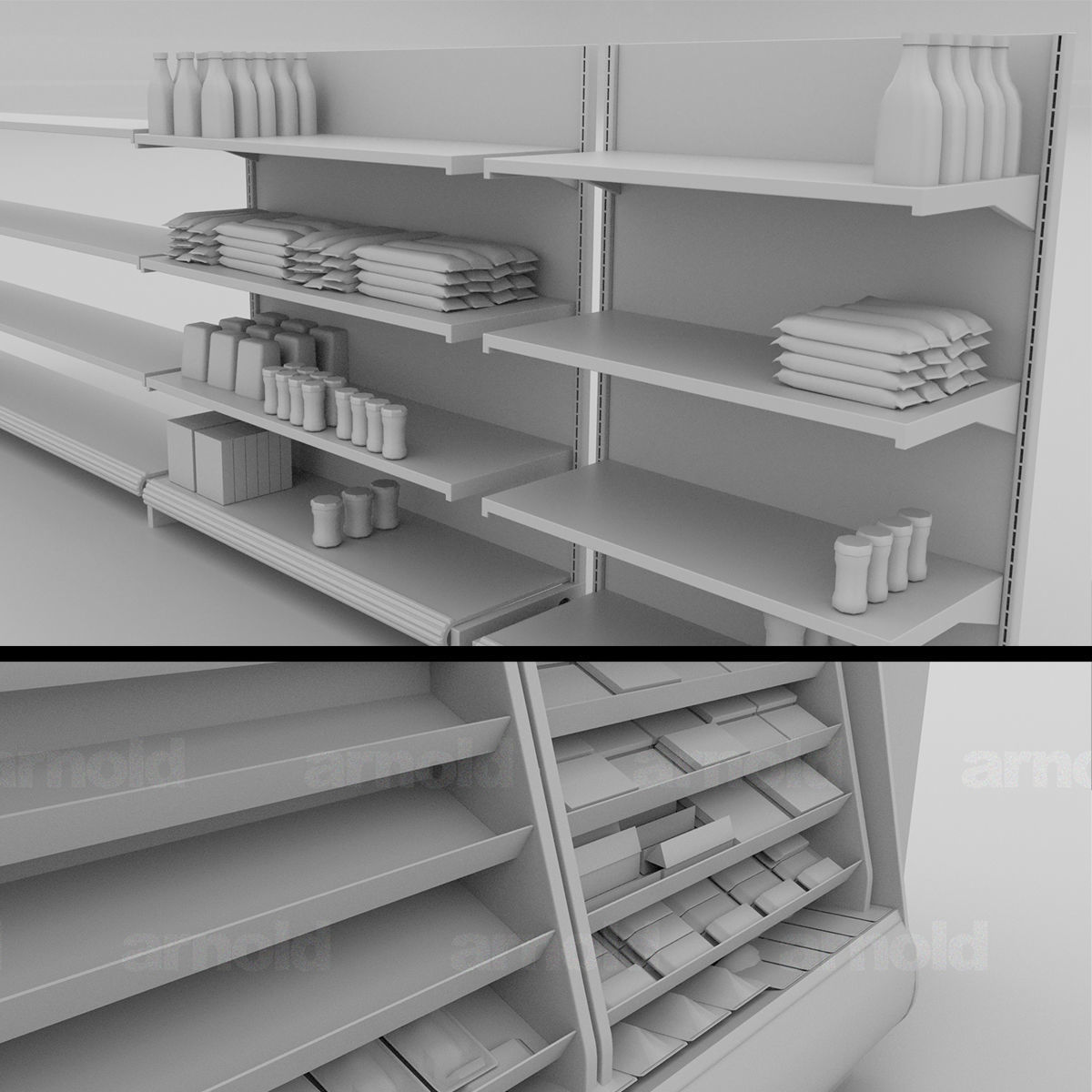 Supermarket Shelving 3D model_1
