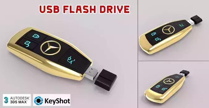 USB Flash Drive Low-poly 3D model