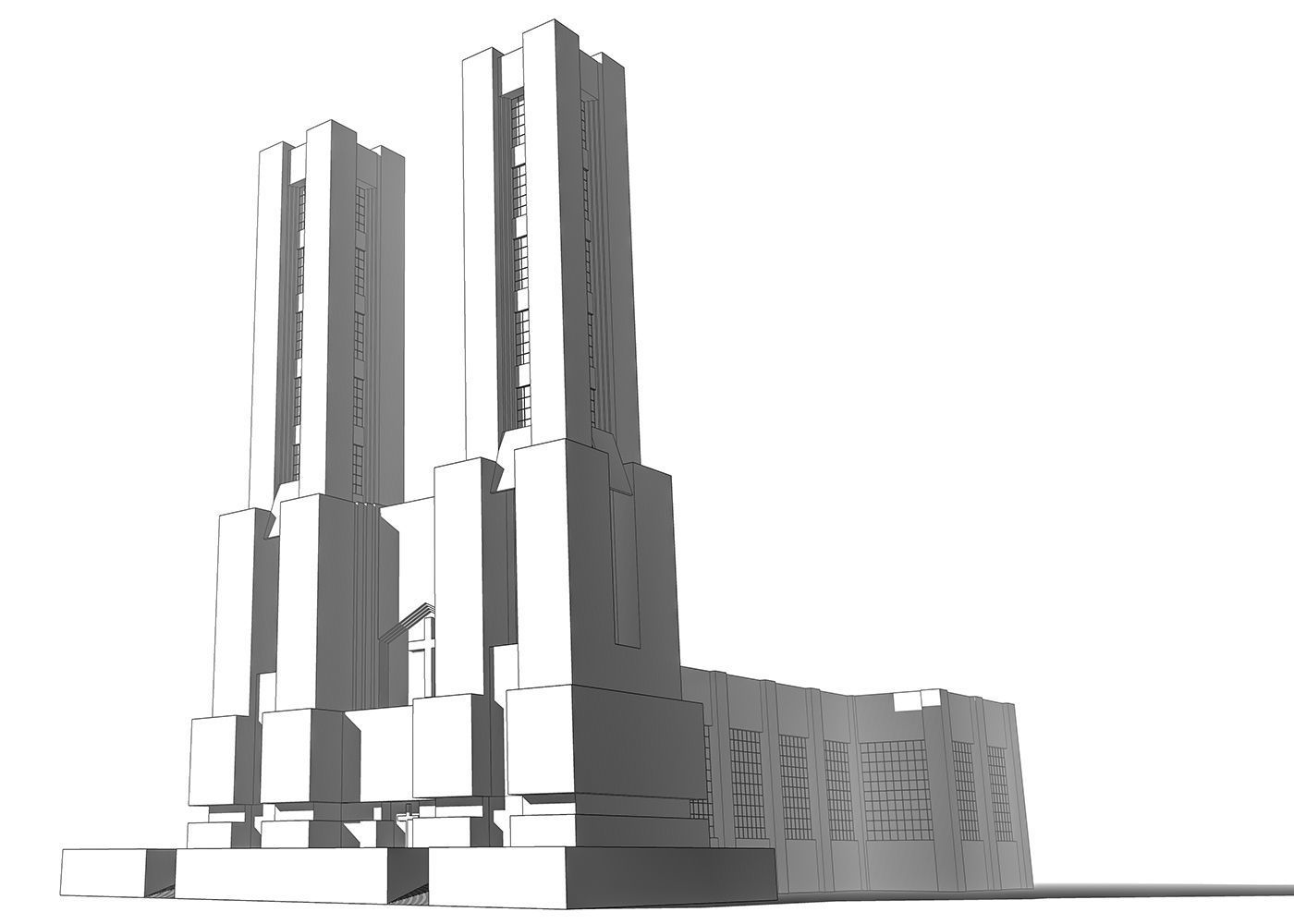Kit dreams of a Futurist Architect Antonio Sant Elia Low-poly 3D model_4