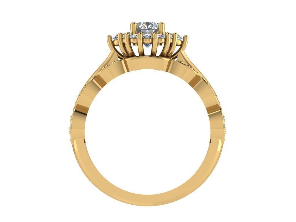Ring254 oval diamond engagement ring set gold 3D print model_2