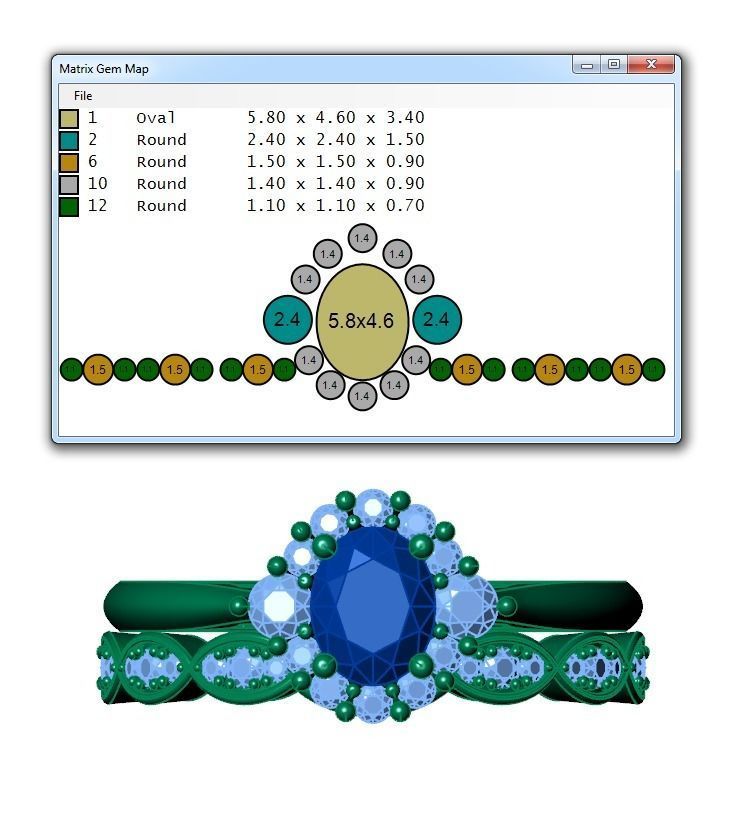 Ring254 oval diamond engagement ring set gold 3D print model_6