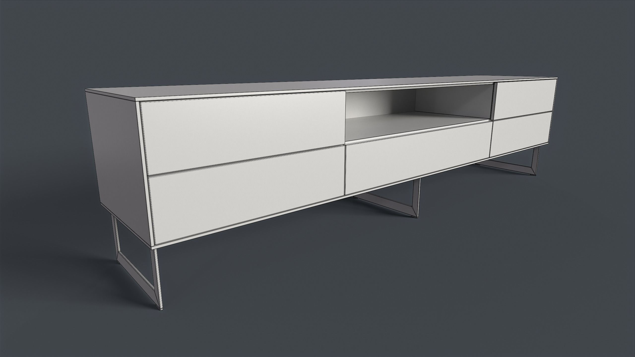 Bellagio TV Dresser 3 PBR Game Ready  Low-poly 3D model_13