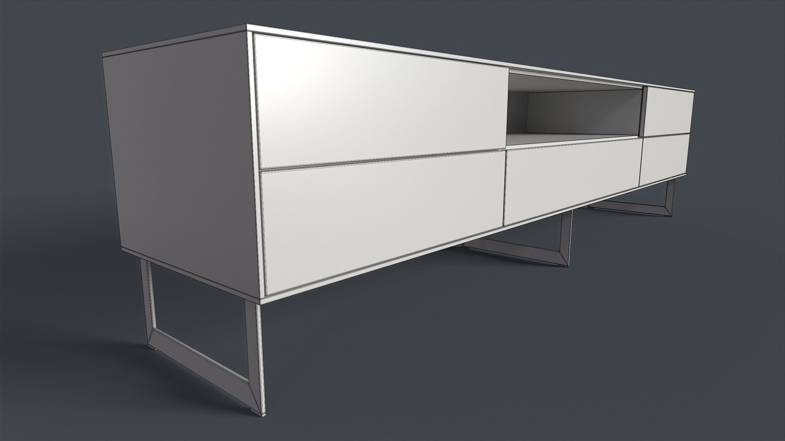 Bellagio TV Dresser 3 PBR Game Ready  Low-poly 3D model_14