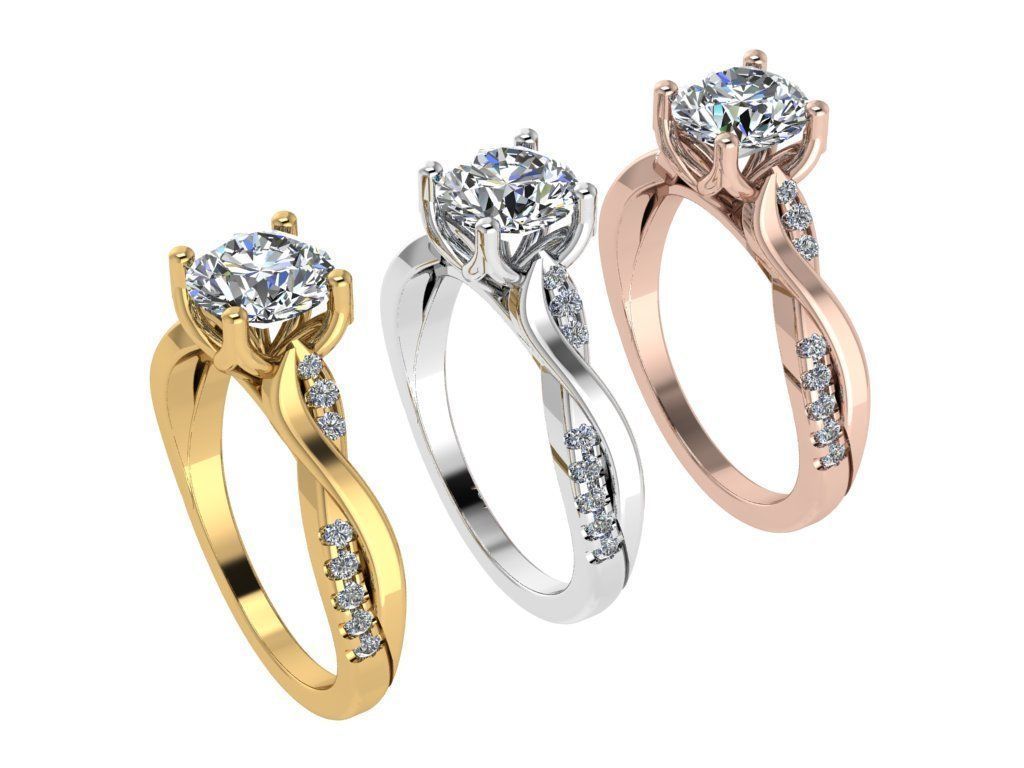 Ring256 diamond engagement ring gold 3D print model_4