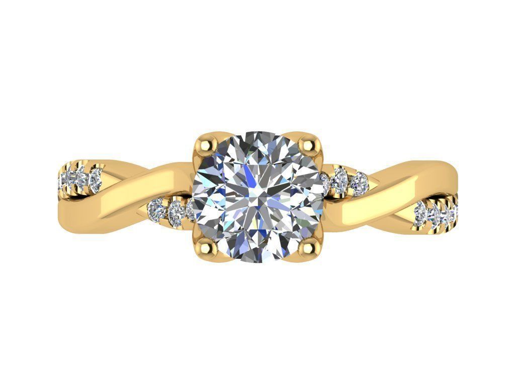 Ring256 diamond engagement ring gold 3D print model_1