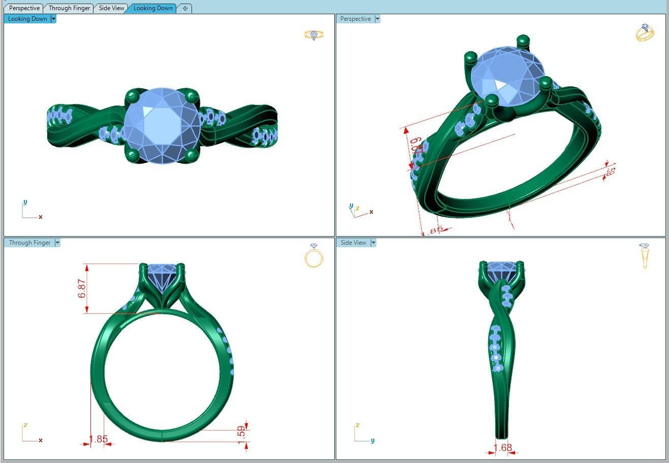 Ring256 diamond engagement ring gold 3D print model_5