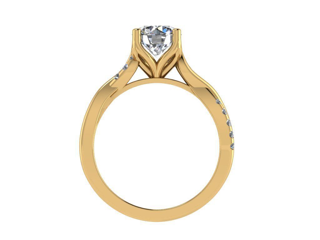 Ring256 diamond engagement ring gold 3D print model_2