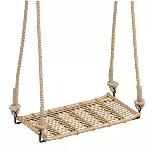 Natural Bamboo Swing with jute rope and metal