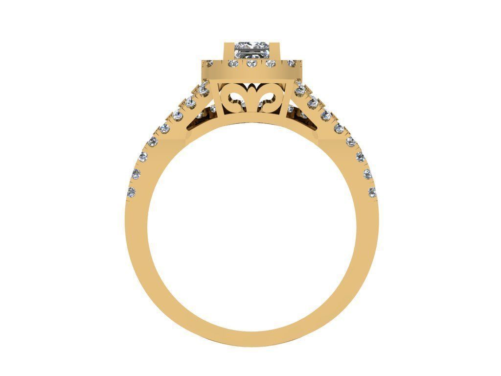 Ring257 diamond engagement ring set gold 3D print model_2