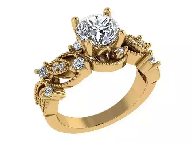 Ring258 ornate diamond engagement ring gold