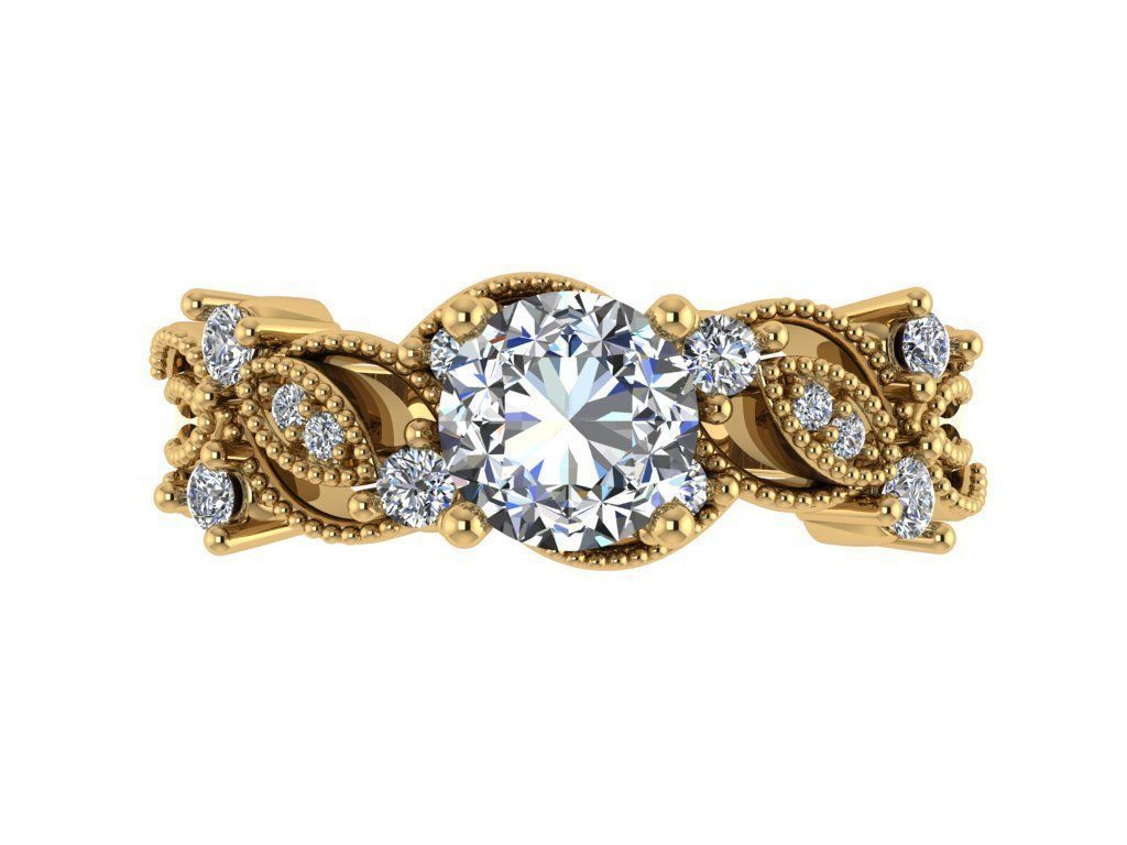 Ring258 ornate diamond engagement ring gold 3D print model_1