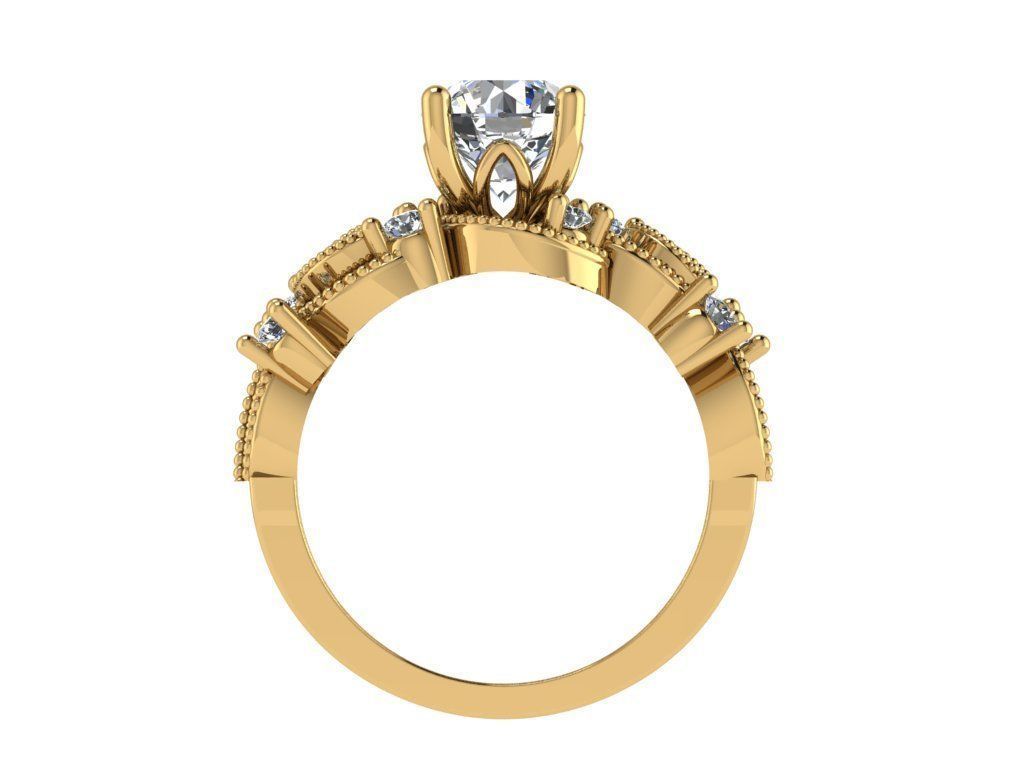 Ring258 ornate diamond engagement ring gold 3D print model_2
