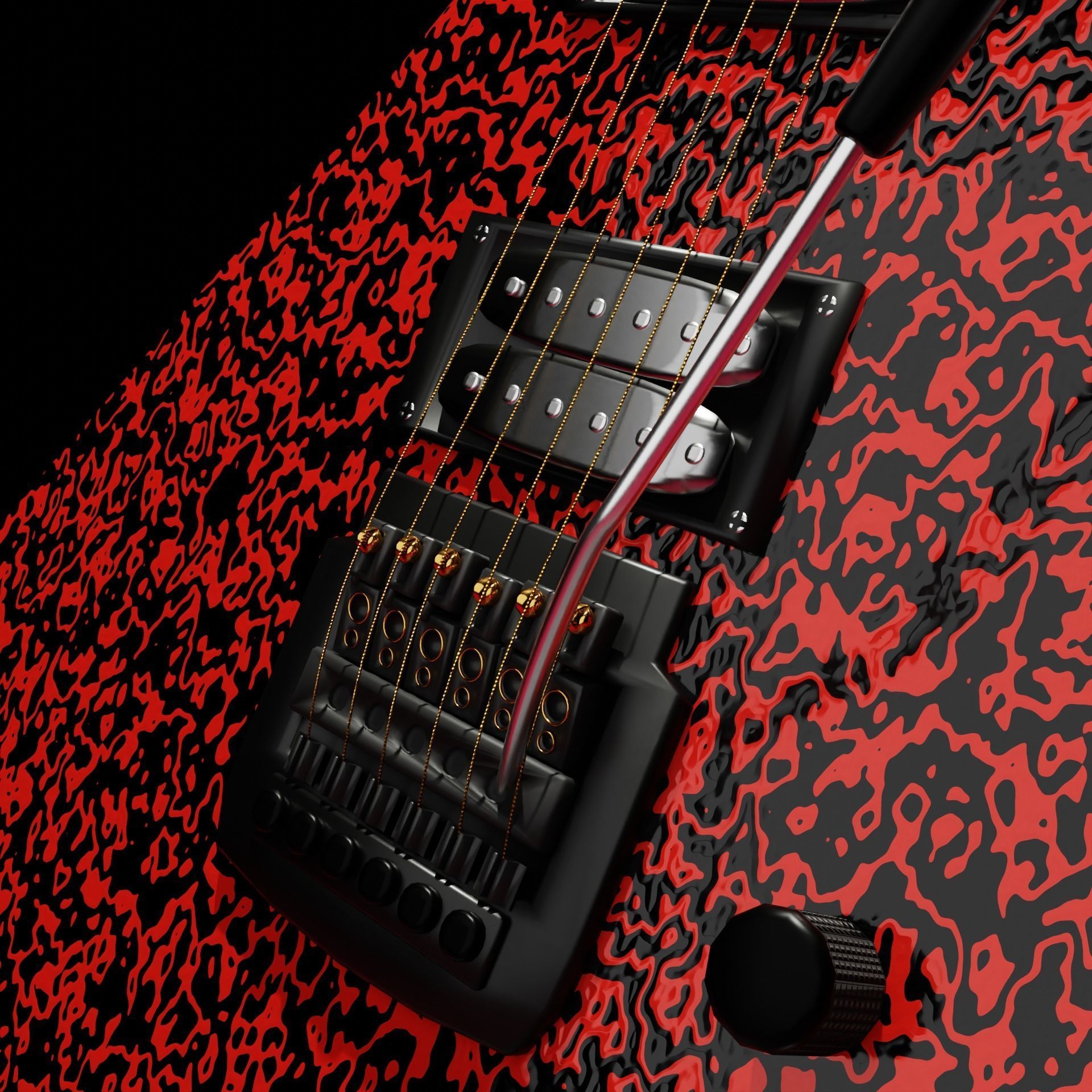 Eddie Munson Guitar from Stranger Things Free low-poly 3D model_2