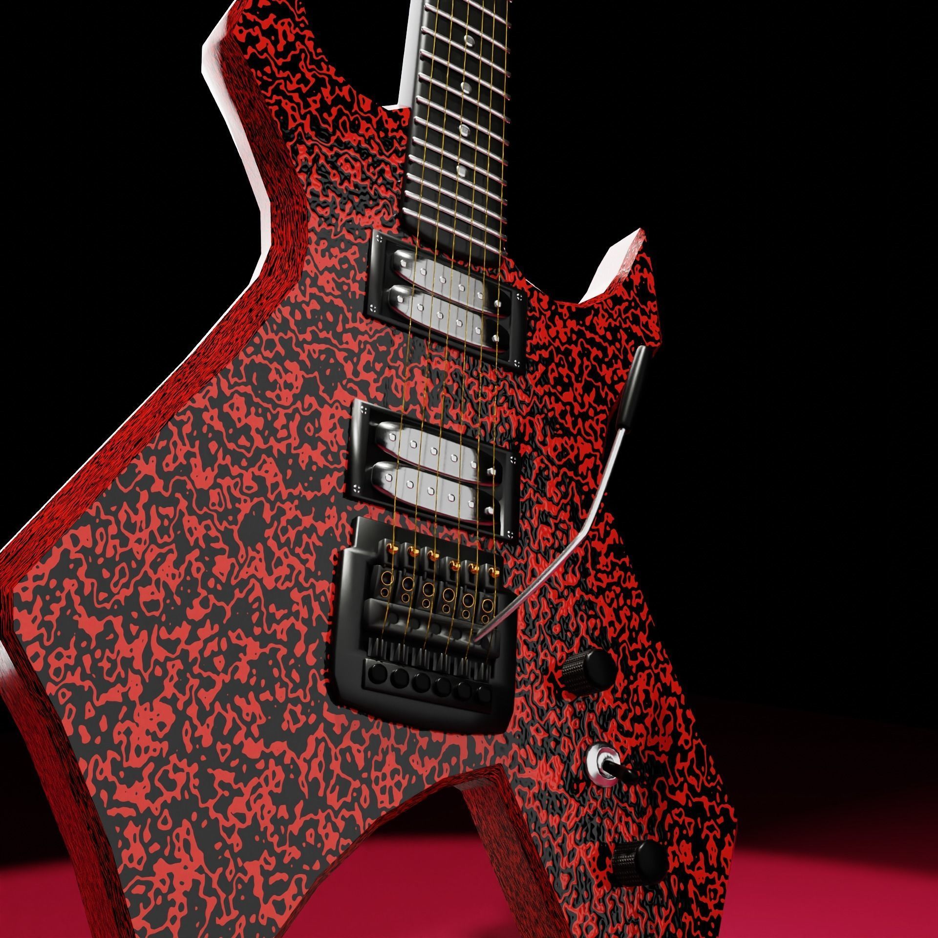 Eddie Munson Guitar from Stranger Things Free low-poly 3D model_1