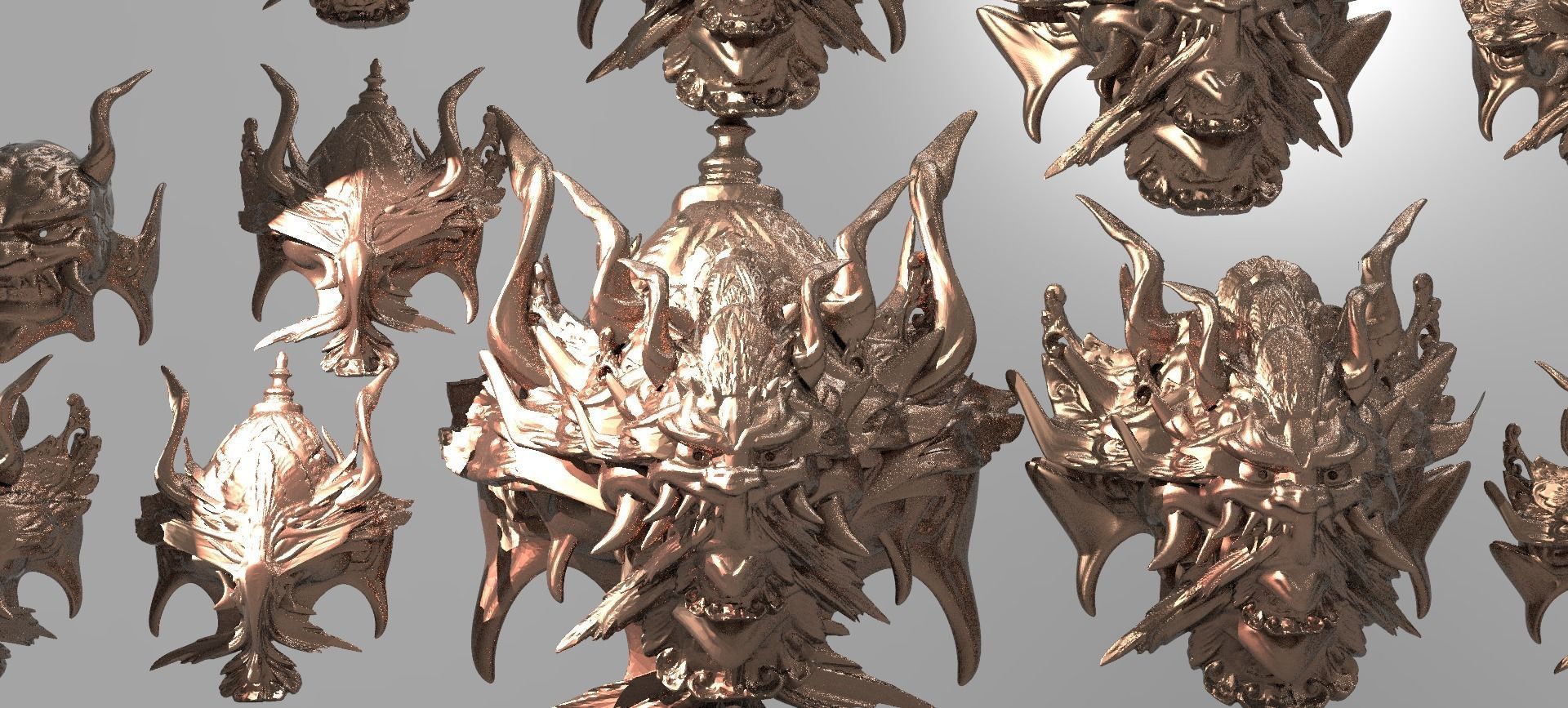 War God Baroque Mask and Shield Collection 3D 3D model_1