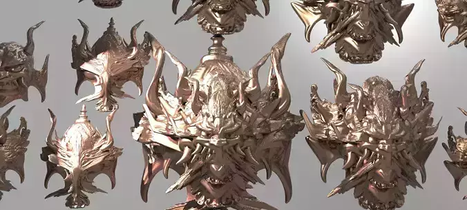 War God Baroque Mask and Shield Collection 3D 3D model