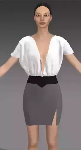 DRESS BELTED DETAIL BLACK BLOUSE WHITE 