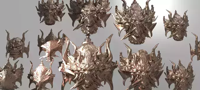 War God Baroque Mask and Shield Collection full  3D model