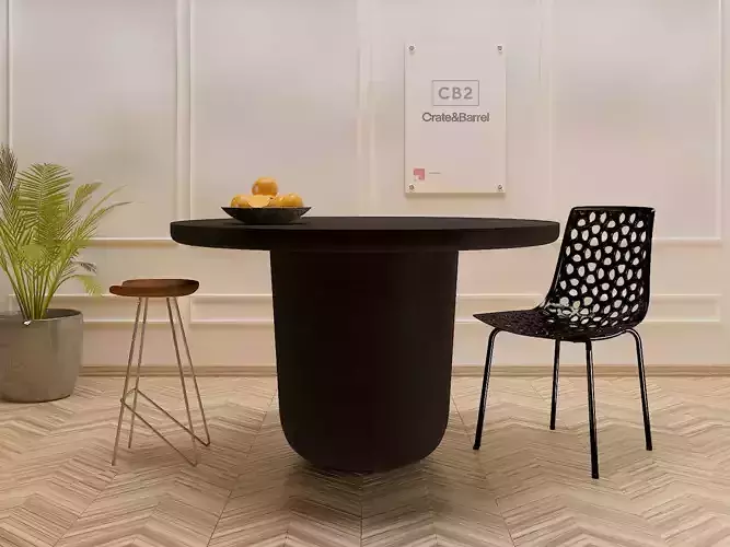 LOLA ROUND BLACK CONCRETE DINING TABLE CB2