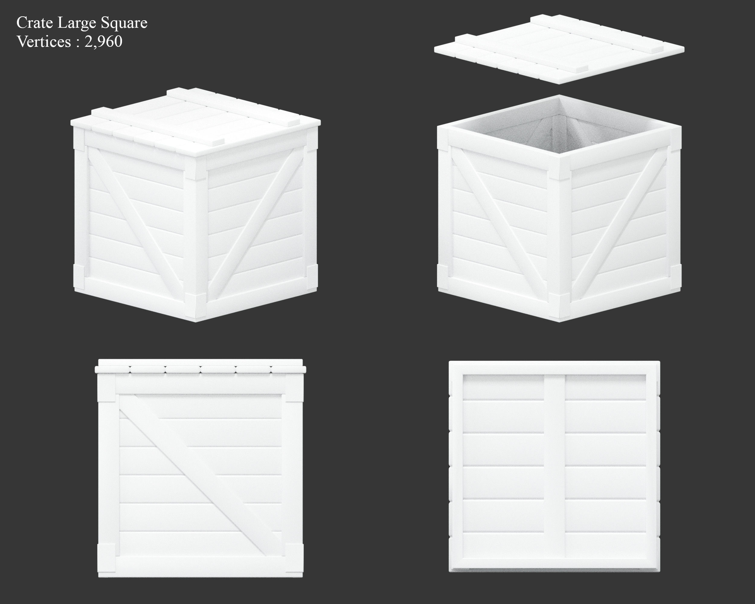 Medieval Containers Wooden Crates Low-poly 3D model_9
