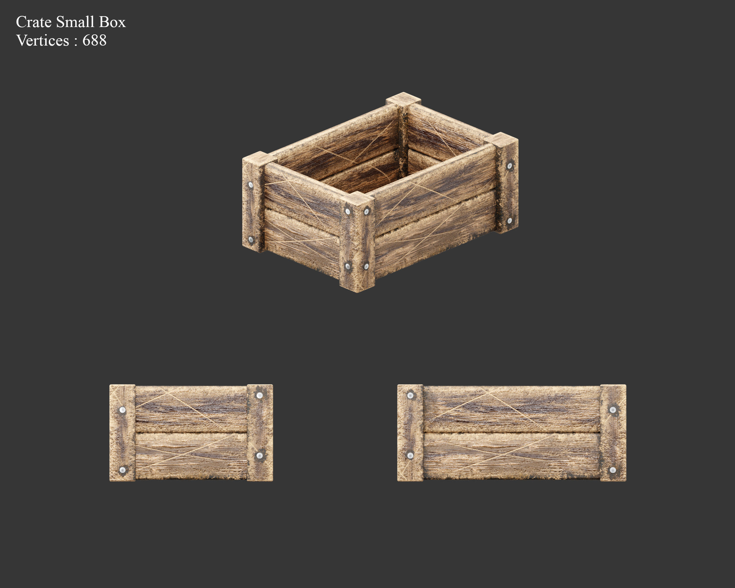 Medieval Containers Wooden Crates Low-poly 3D model_17
