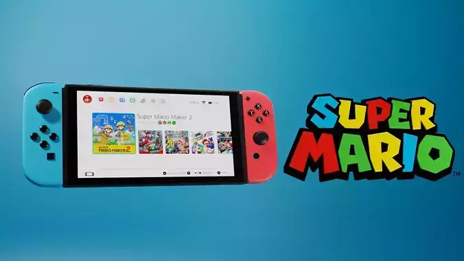 3D SUPER MARIO LOGO Low-poly 3D model