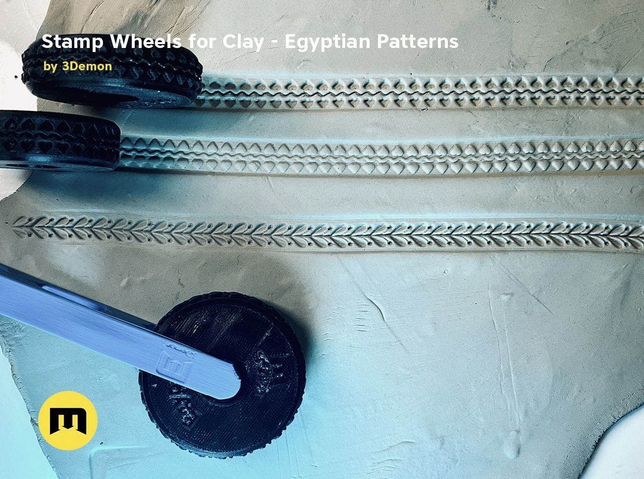 Stamp Wheels for Clay - Egyptian Patterns 3D print model_13