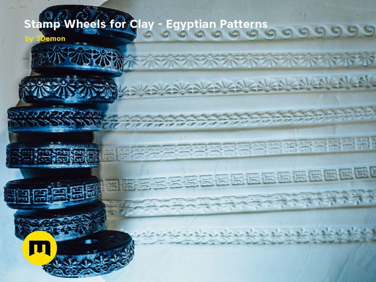 Stamp Wheels for Clay - Egyptian Patterns 3D print model_17