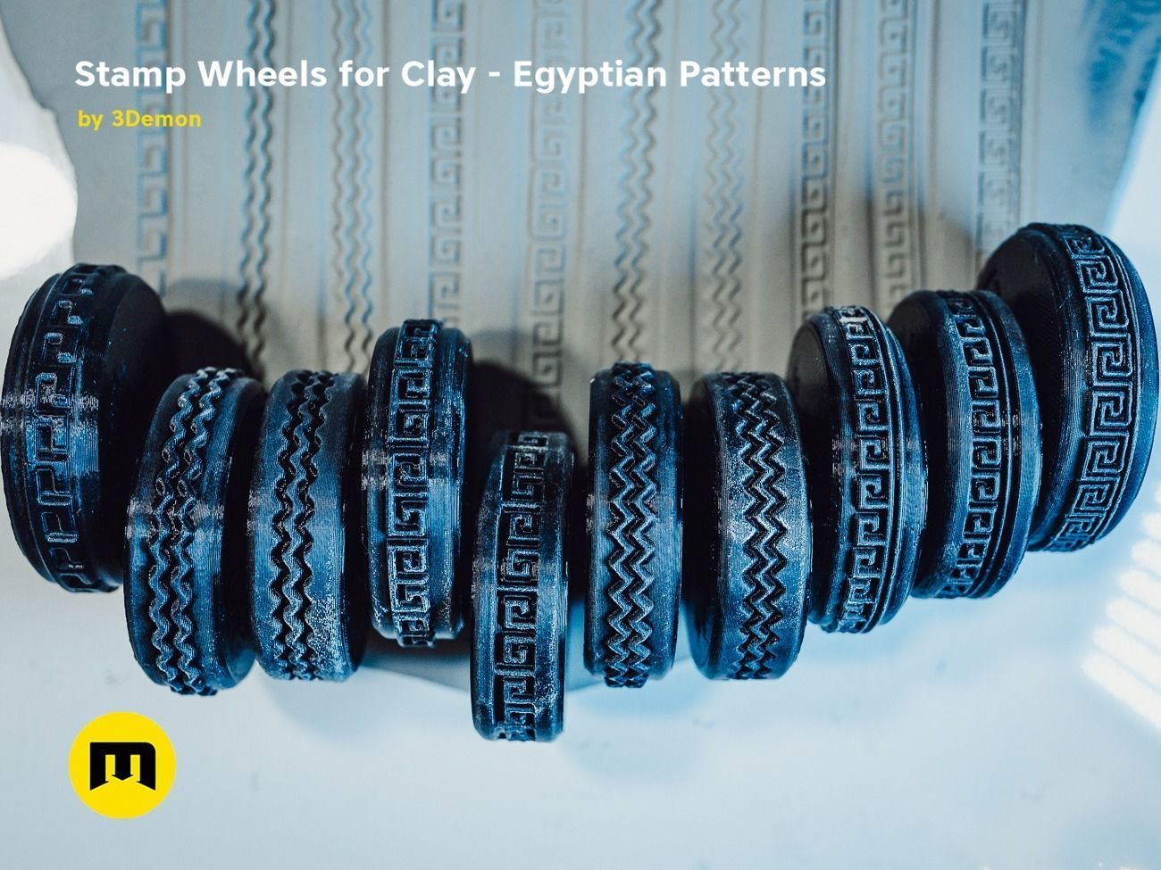 Stamp Wheels for Clay - Egyptian Patterns 3D print model_20