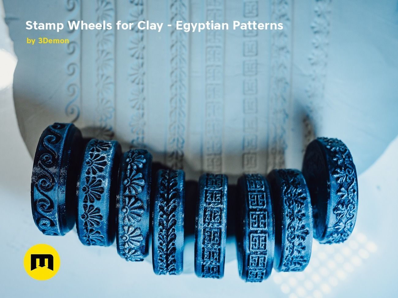 Stamp Wheels for Clay - Egyptian Patterns 3D print model_23