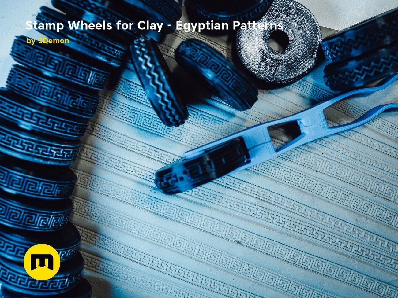 Stamp Wheels for Clay - Egyptian Patterns 3D print model_16