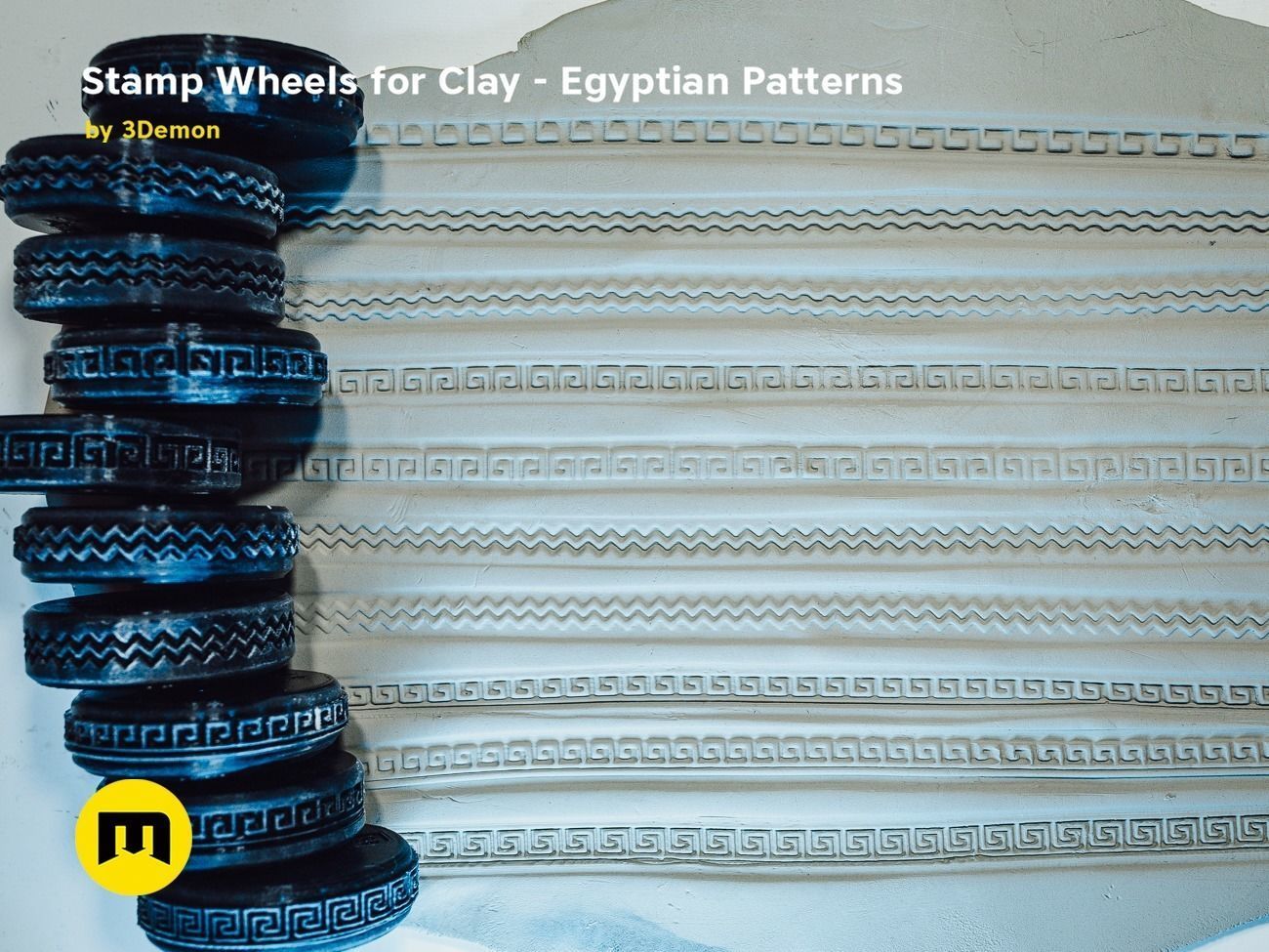 Stamp Wheels for Clay - Egyptian Patterns 3D print model_18