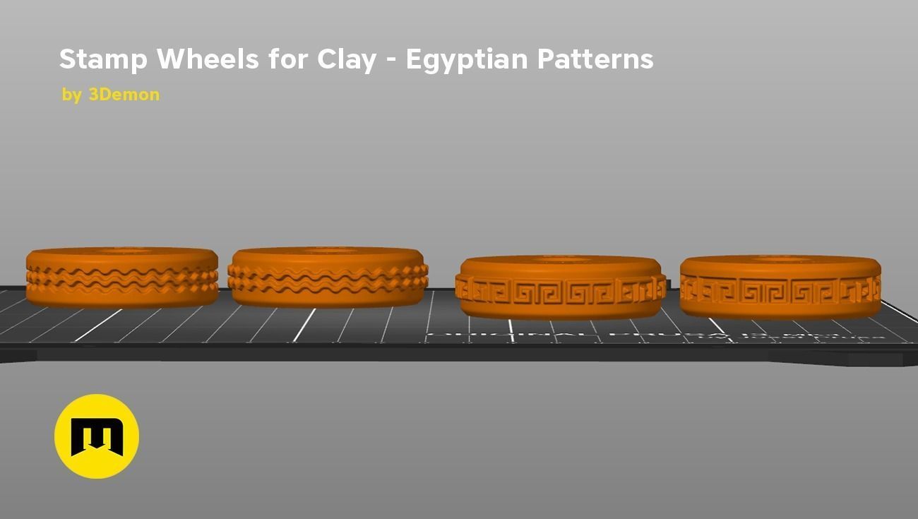 Stamp Wheels for Clay - Egyptian Patterns 3D print model_4