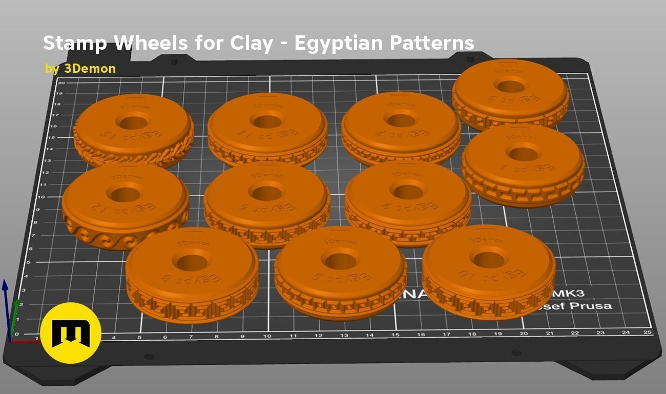 Stamp Wheels for Clay - Egyptian Patterns 3D print model_6