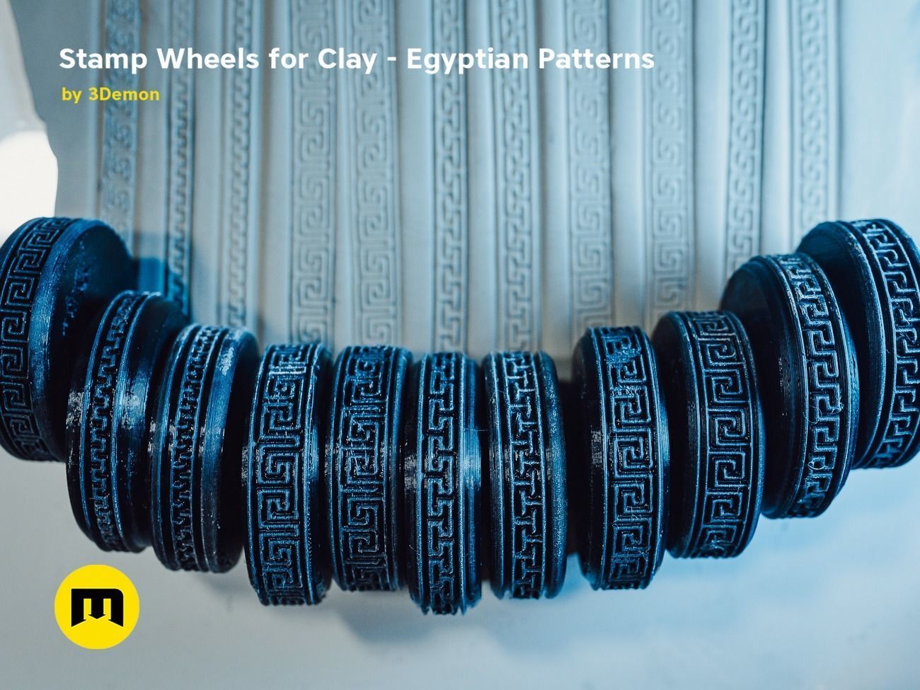 Stamp Wheels for Clay - Egyptian Patterns 3D print model_3