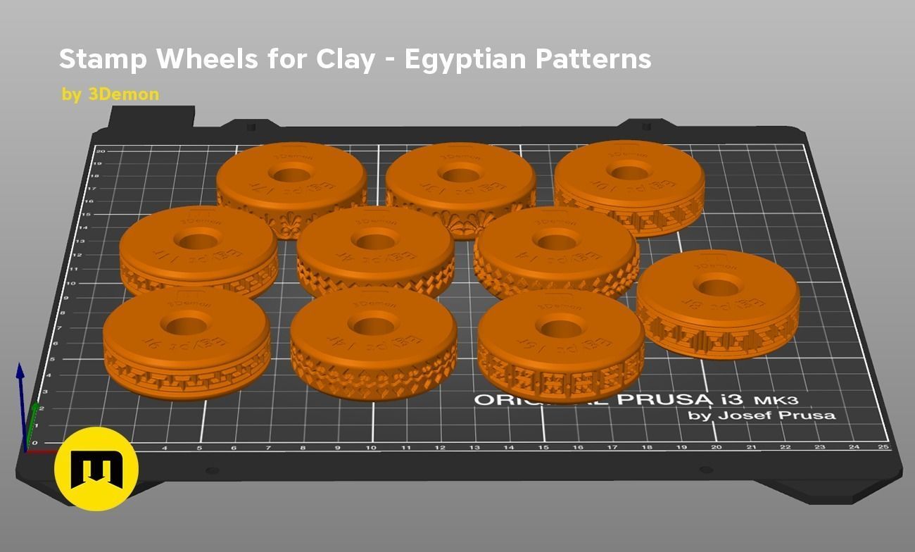 Stamp Wheels for Clay - Egyptian Patterns 3D print model_7