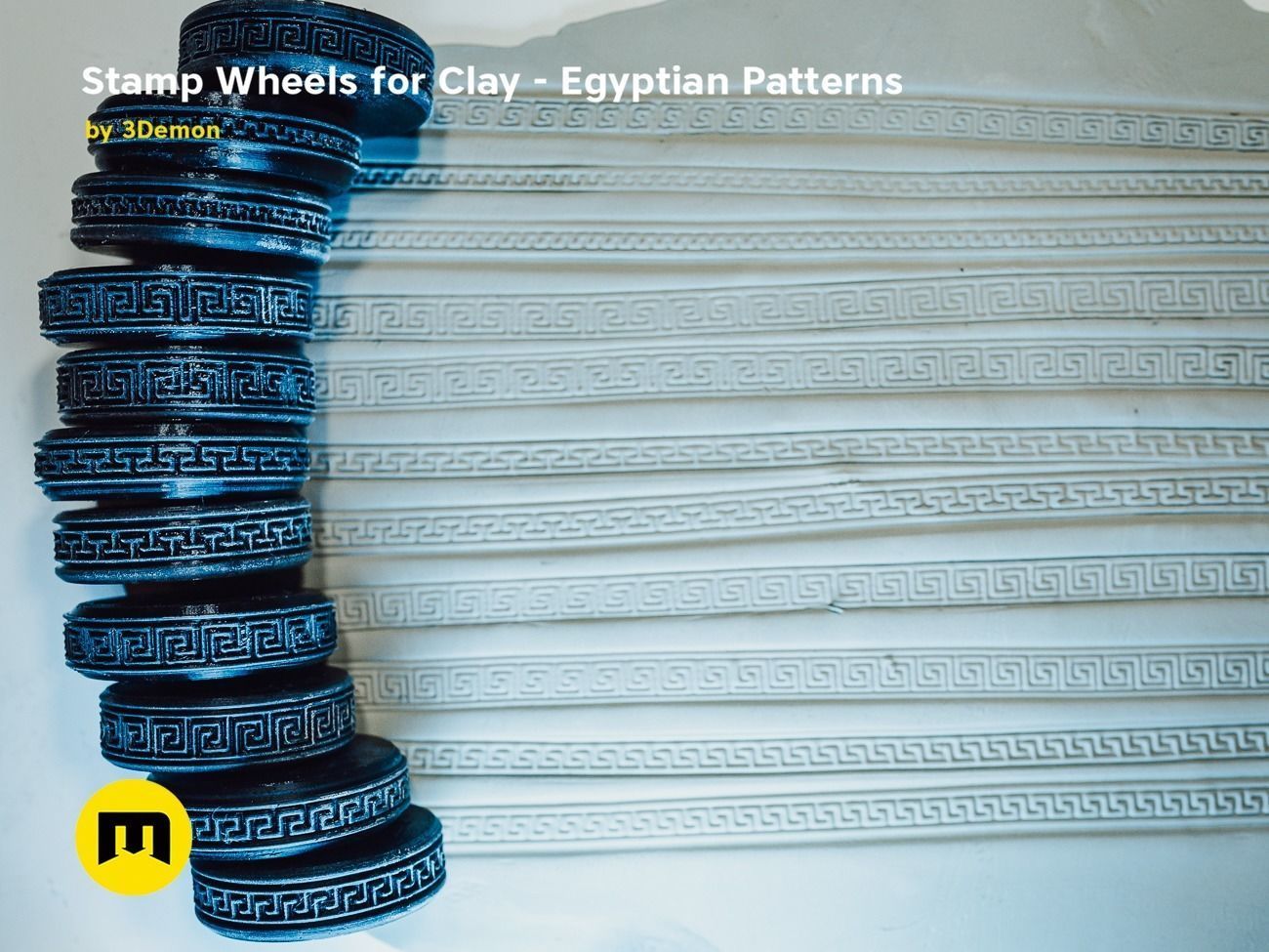 Stamp Wheels for Clay - Egyptian Patterns 3D print model_21