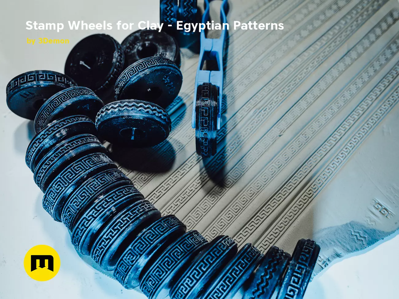 Stamp Wheels for Clay - Egyptian Patterns 3D print model_0